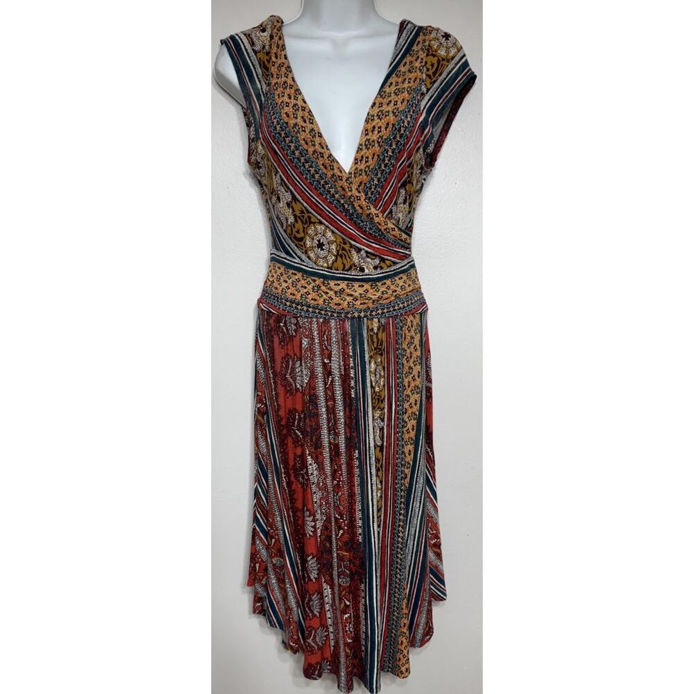 Anthropologie Maeve Tamera Surplice Dress Midi Fit Flare Women’s XS Sleeveless - Picture 4 of 10